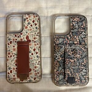 Walli iPhone 16 (2) Floral Patterned Phone Cases with Card Holder & Strap
